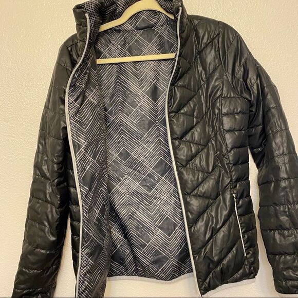 Women's alternative down puffer quilted black reversible Jacket S/M - Picture 2 of 12